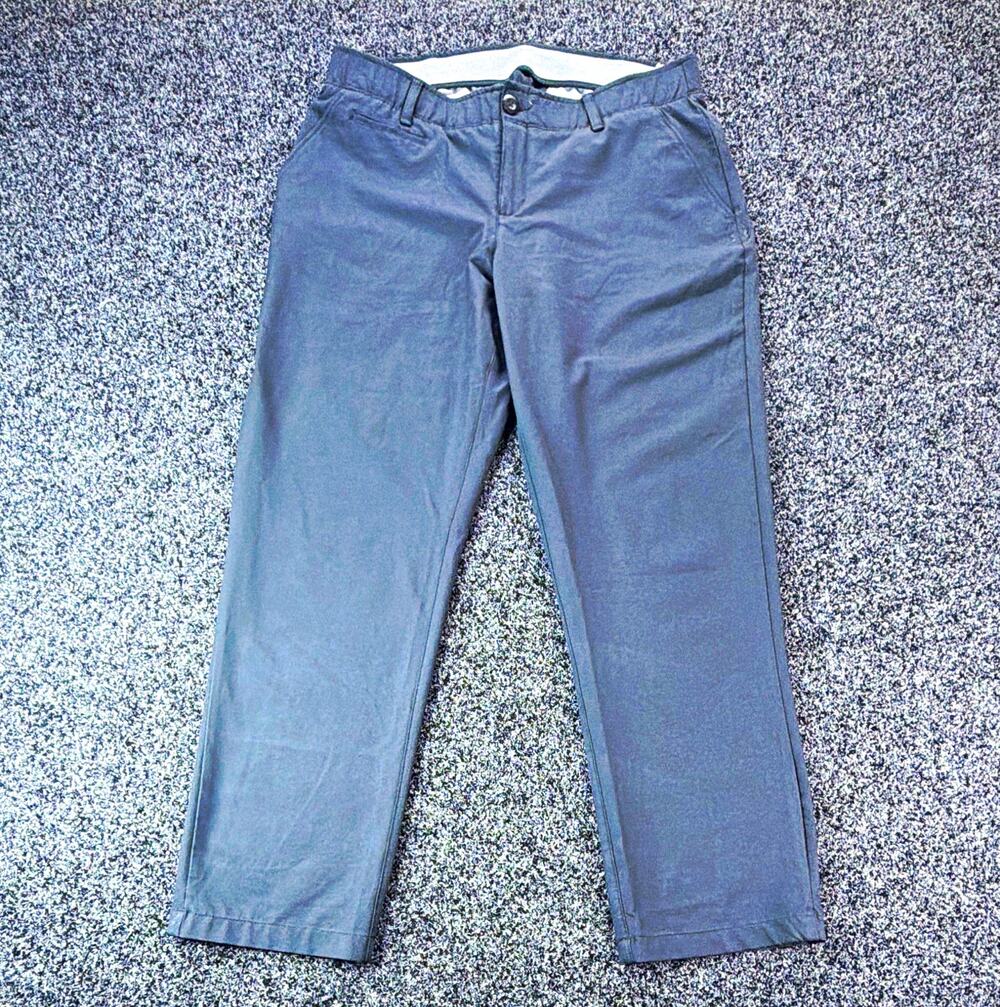 Under Armour Golf Pants Gray Fitted Straight Leg Size 32 Polyester Elastane